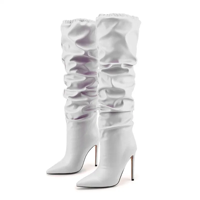 

2023 Autumn and Winter European and American Fashion Show Sleeve Long Boots Women's Sexy Thin High Heel Pleated Gradient Boots