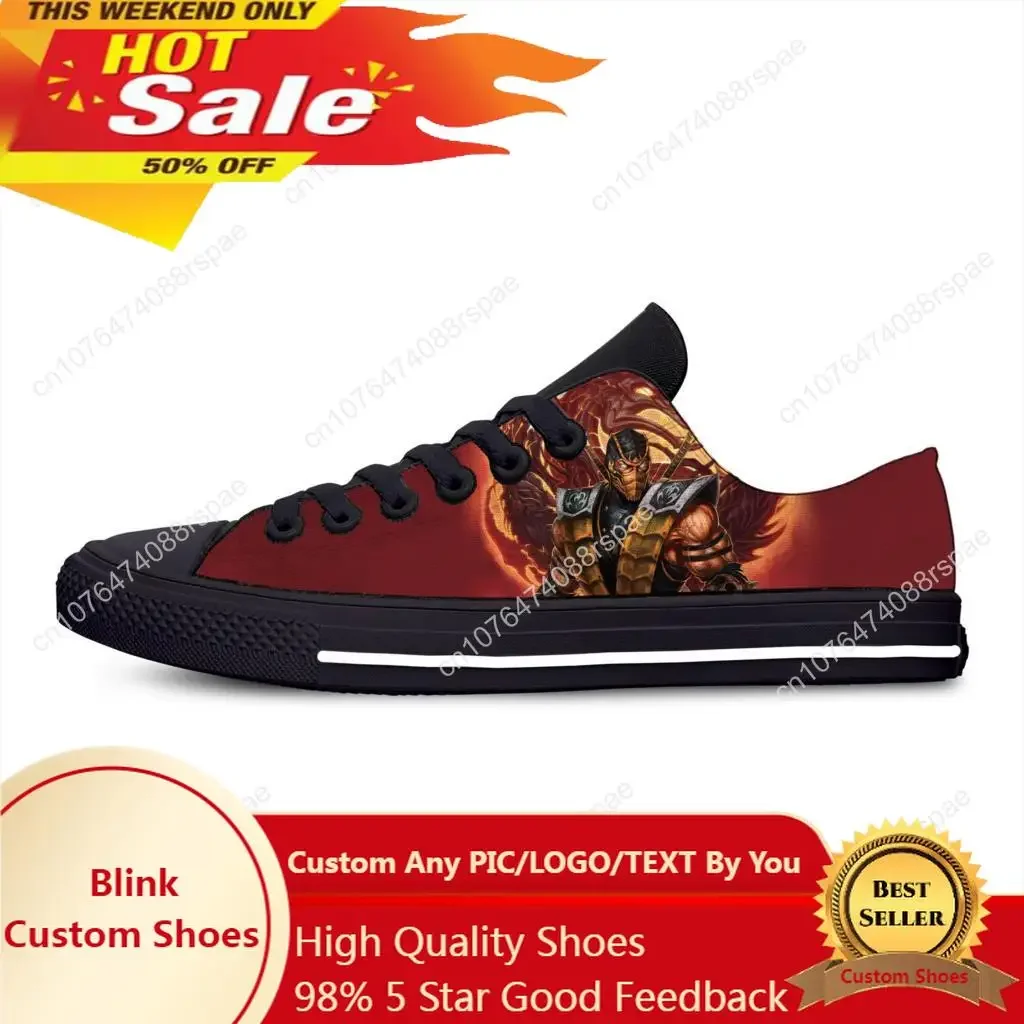 

Kombat Anime Cartoon Manga Comic Game Funny Mortal Casual Cloth Shoes Low Top Lightweight Breathable 3D Print Men Women Sneakers