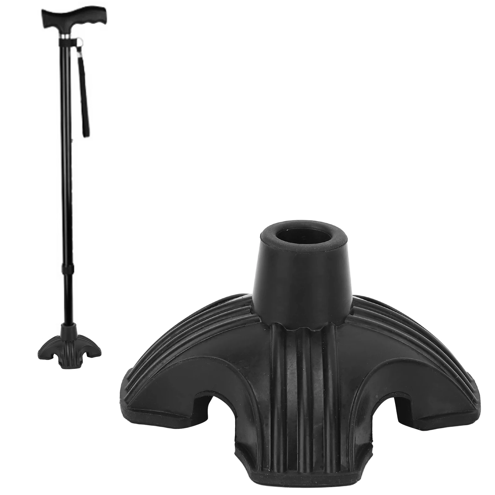 Walking Stick Attachment 19mm Cane Tip Quad Rubber Base Thicken Anti Slip Crutch Tips Foot Pad Replacement For Walking Stick Walking Aids Accessory