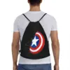 Custom Captain America Shield Drawstring Backpack Sports Gym Bag for Men Women Superhero Shopping Sackpack 5