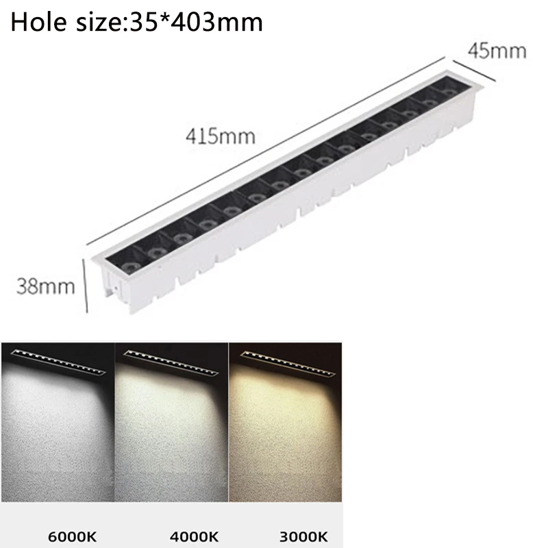 Indoor LED Home Furnishing Store Decorative Grille Line Spotlight LED Line Light Recessed Grille Spotlight 10W20W30W AC85~265V