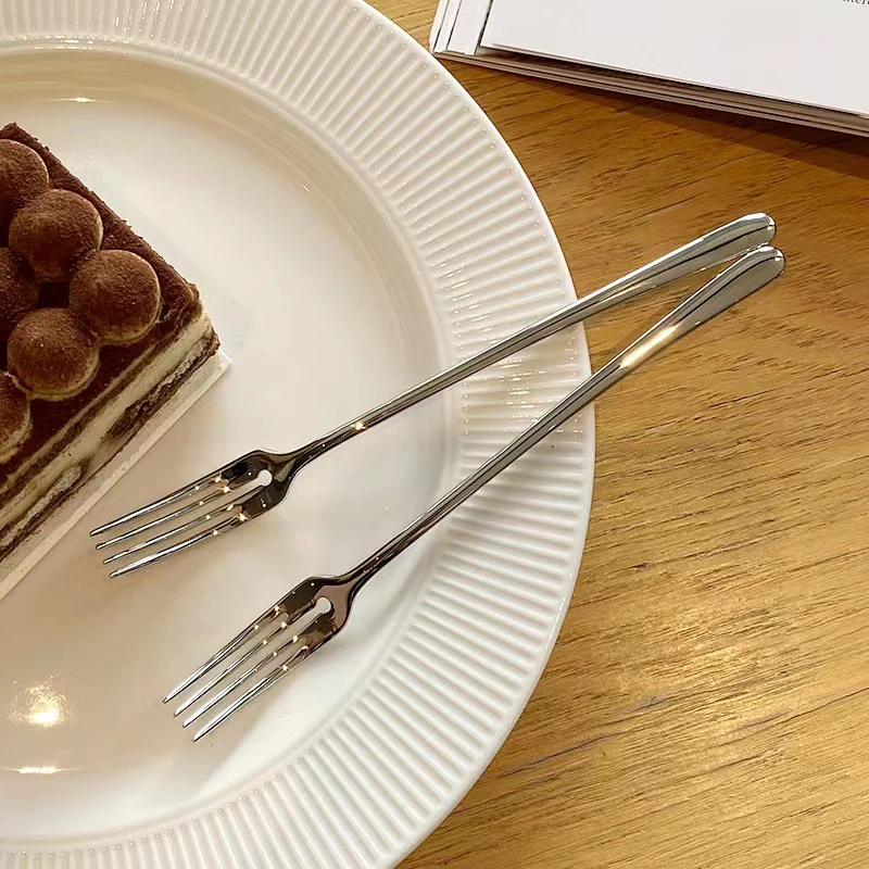 

Серебряная вилка из нержавеющей стали для фруктов и десертов, пищевая палочка, аксессуары для обеда, столовые приборы, столовая посуда в Западном и корейском стиле