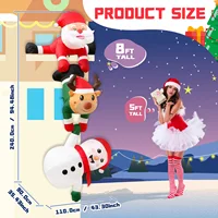 8FT Christmas Inflatables Decor, Climbing Santa Claus with Reindeer & Snowman/Elves, Xmas Decor for Beam Roof Tree Indoor Party 3