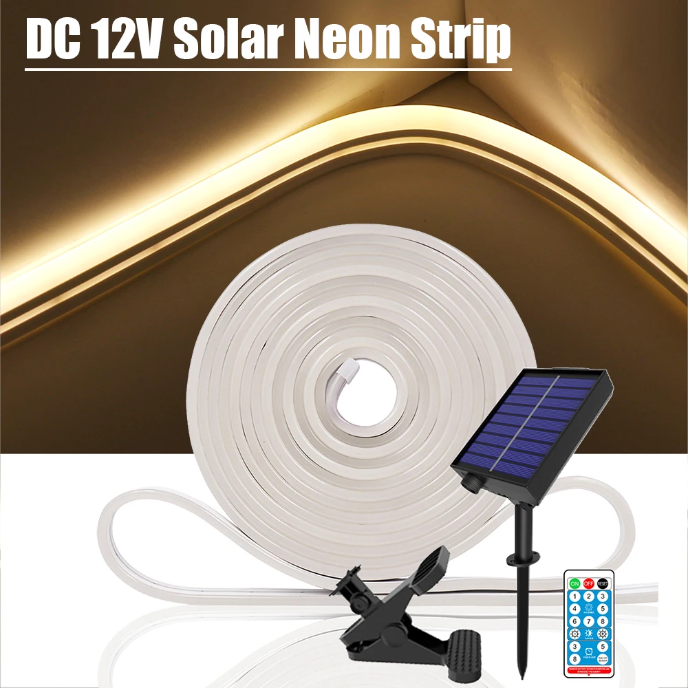 

Solar Powered Waterproof Neon Strip DC 12V SMD 2835 120Leds/M Home Garden Decor Dimmerable Flexible Ribbon Rope LED Light