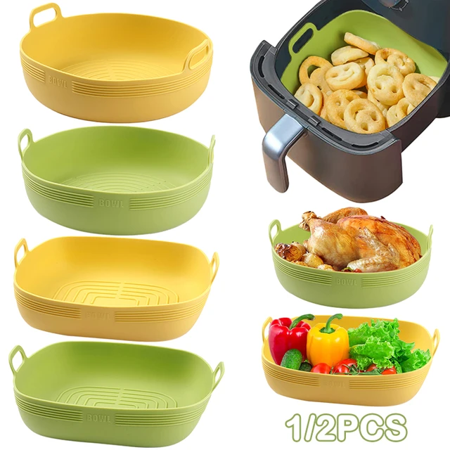 Pot de friteuse à air en silicone réutilisable, plaque de coussin de  barbecue, moule de cuisson au four, panier de friteuse à air, accessoire de  cuisine - AliExpress