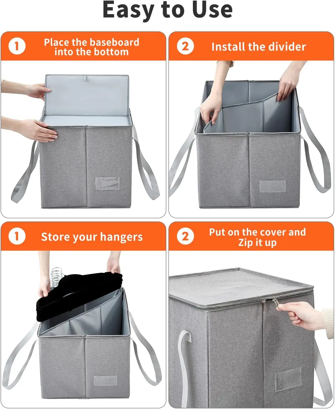 2 Pack Clothes Hanger Organizer Bag-Rigid Storage Containers with Lid for Dustproof 4