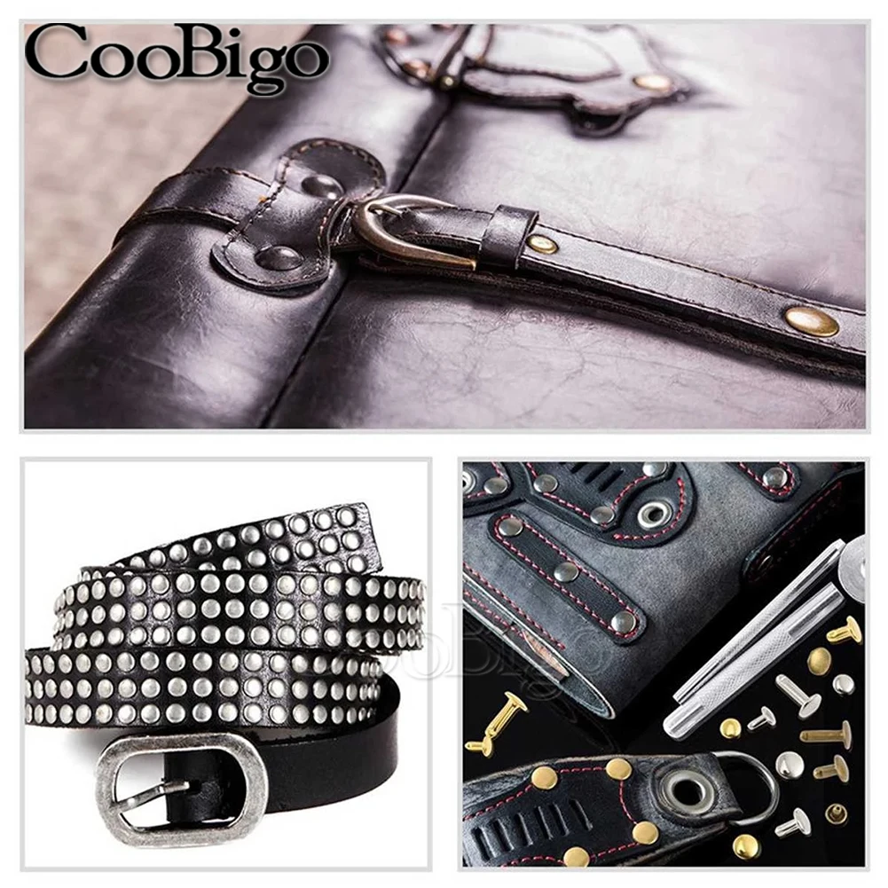 Sourcing Map 100 Set Di Rivetti In Pelle, Rivetti A Doppio Cappuccio Da 9 Mm, Altezza 12 Mm, Rivetti In Metallo, Per Riparazioni Fai Da Te, Borse, Borse, Scarpe, Tonalità Oro - Foto 3