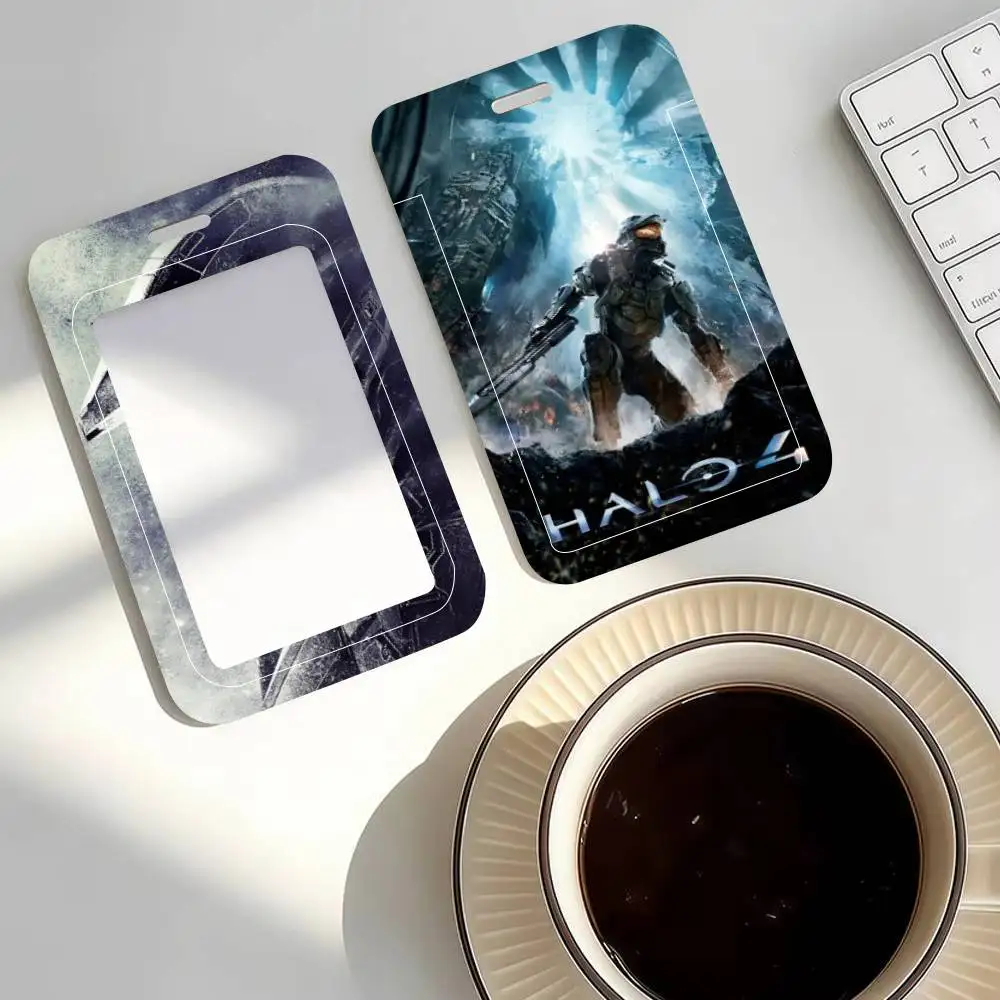 게임 H-Halo Cool I-InfiniteS ID 카드 홀더 넥 스트랩 펜던트 도어 배지 홀더 끈 열쇠고리 작업 증명서 케이스 선물