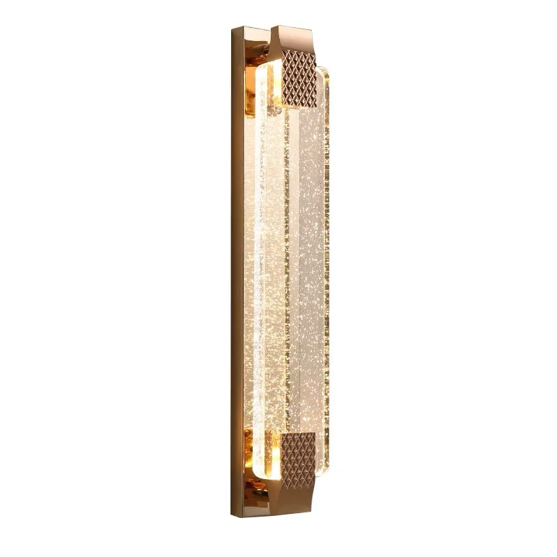 

Luxury Modern Living Room Rectangle Crystals Wall Lamp Bedroom Study Led Indoor Lighting for Home Decor