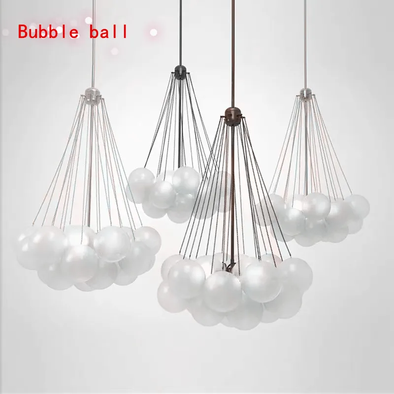 

Modern Nordic glass ball rich dining, living room, bedroom, pendant lamp decoration, black and gold bubble necklace LED pendant
