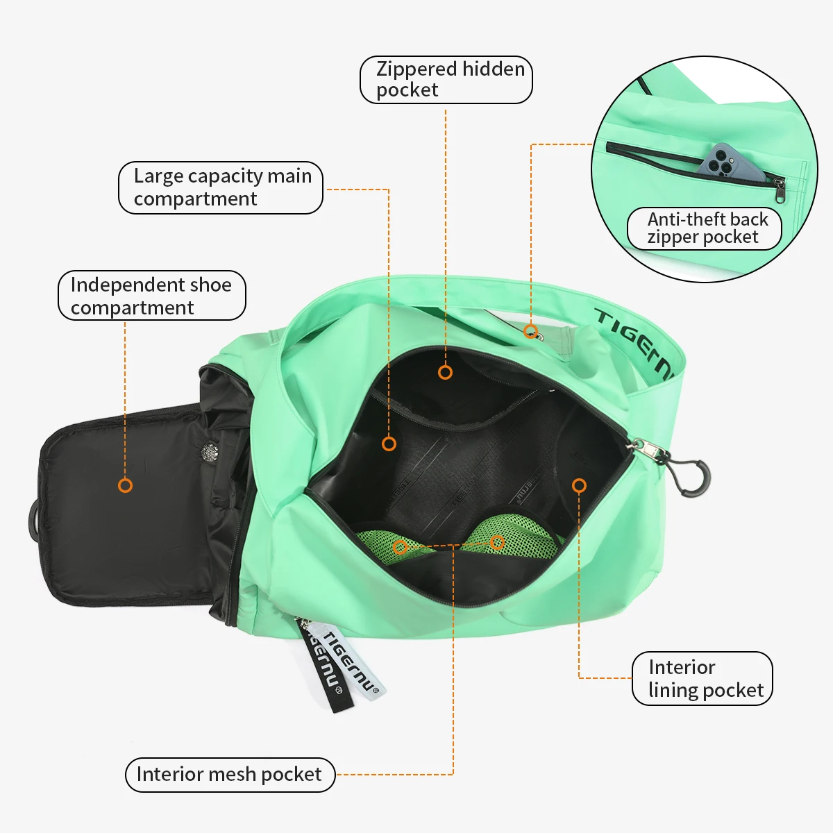 Tigernu Women Bags Travel Bags For Women Handbag Lightweight Sport Bags Female Duffle Bag Girls Crossbody Bag Men Shoulder Bag - 6