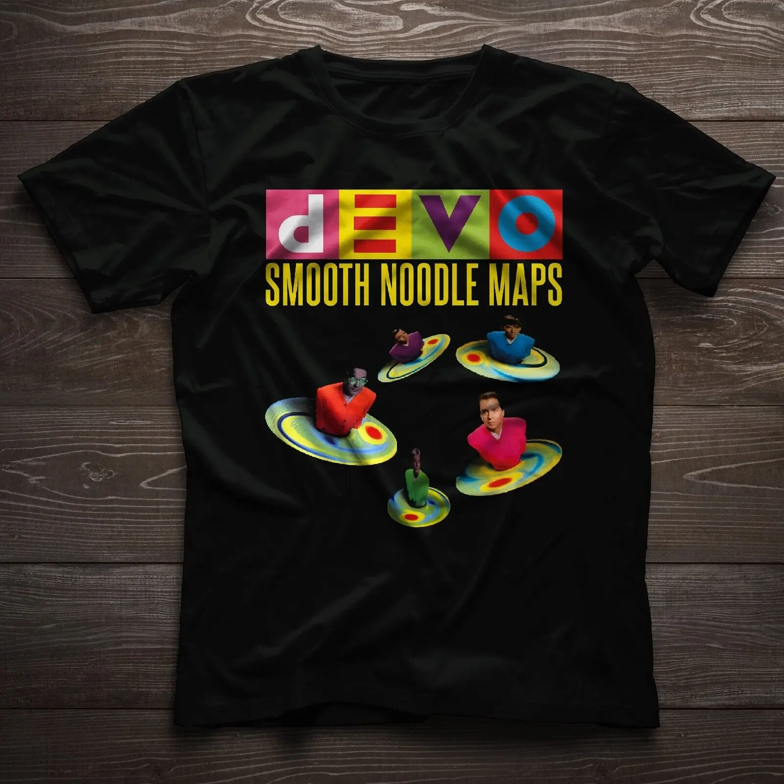 Devo T-Shirt Smooth Noodle Maps Album Cover Morning Dew Black T-Shirt Taglia S-5Xl