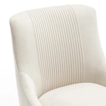 SEYNAR Modern Glam Boucle Pleated Velvet Dining Chair or Vanity Chair Set of 2 with Rear Handle 5