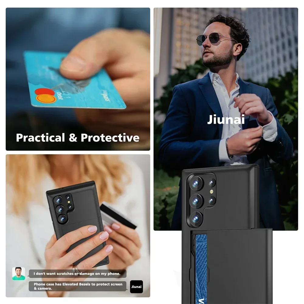 Slim Dual Layer Heavy Duty Phone Case with Hidden Card Slot Wallet Cover