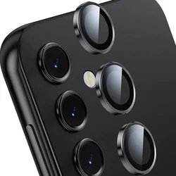 Premium Protective Metal Camera Lens Ring Glass Screen Protector Case Cap - Galaxy A16 (Black)