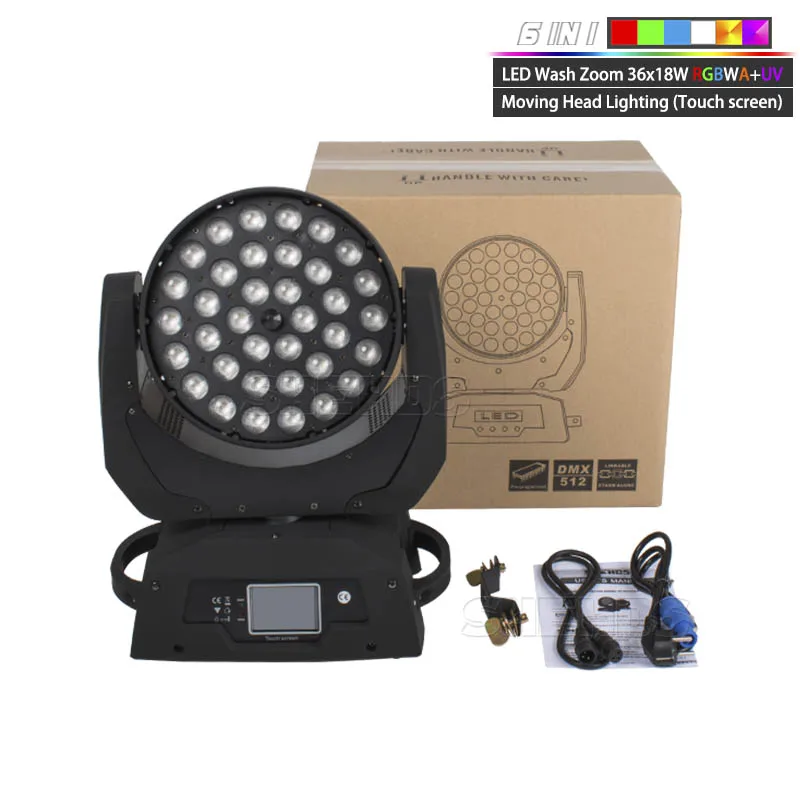 LED Zoom Moving Head 6in1 RGBWA UV Wash DMX SHEHDS 36x18W Led With Fight Case Controller For Nightclub DJ Disco Party