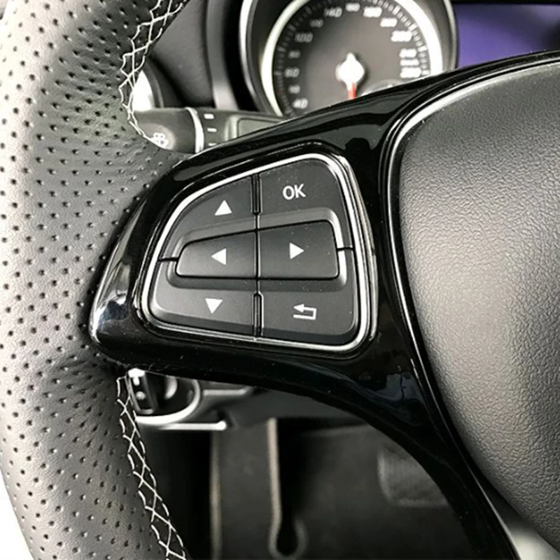 Фото Обшивка Рамы рулевого колеса из АБС-углеволокна для Mercedes Benz W176 W246 W205 W213 W117 X156 X253 W166 X166 2014-2018 №5