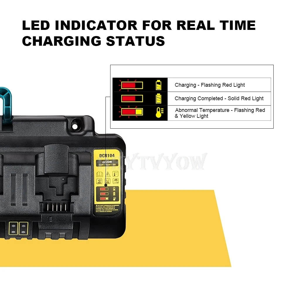 For Dewalt Battery Charger 12V/20V Max Li-ion Batteries 4-Port Battery Charger R