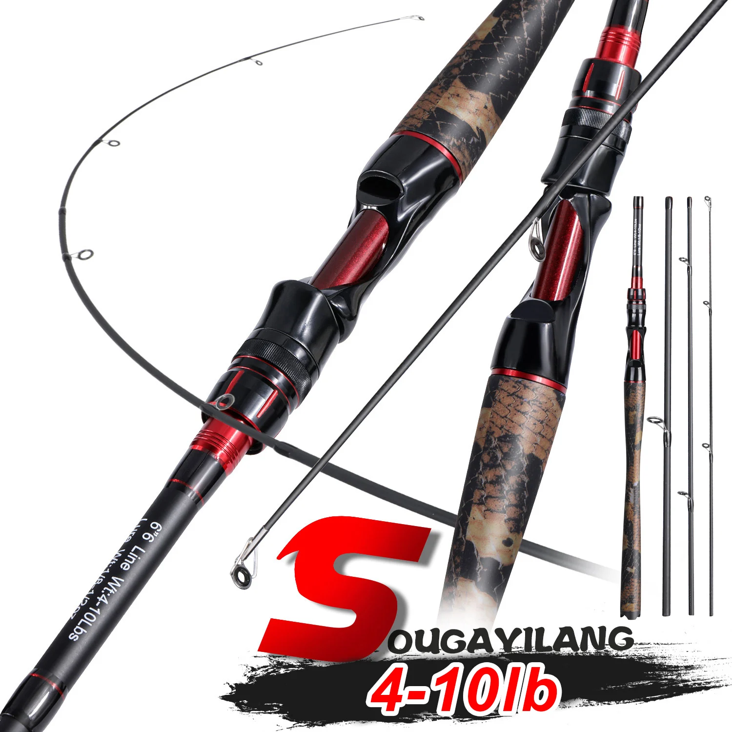 Sougayilang Fishing Rod 1.8/2.1m Ultralight Carbon Fiber Spinning And