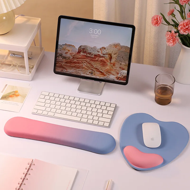 Ergonomic Keyboard Wrist Rest Memory Foam Wrist Rest for Computer Keyboard Mouse Pad Set for Easy Typing Pain Relief for Office