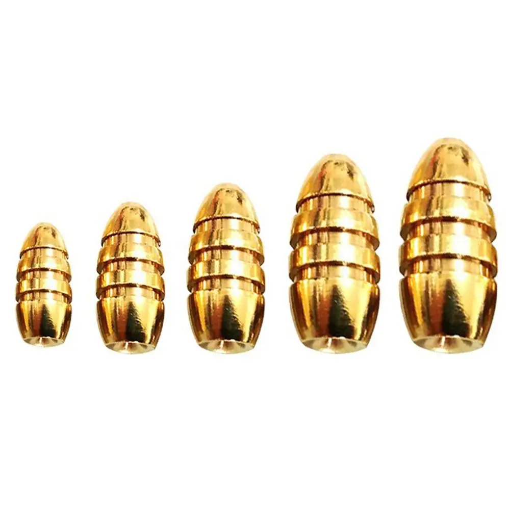 10pcs/lot 10g,7g,5g,3.5g,1.8g Line Sinkers Sharped Weights Copper Fishing Lead fall Brass Sinker Hook Connector