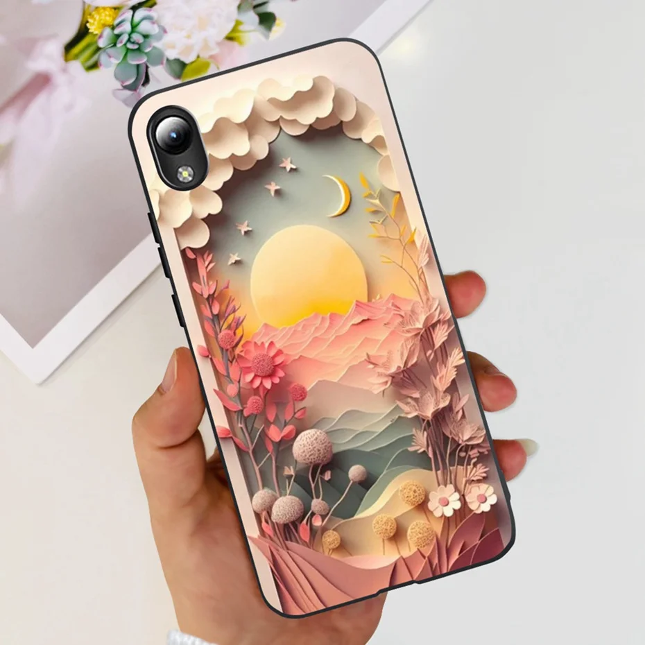 Lovely Printing Black Silicon Soft Back Cover Phone Case