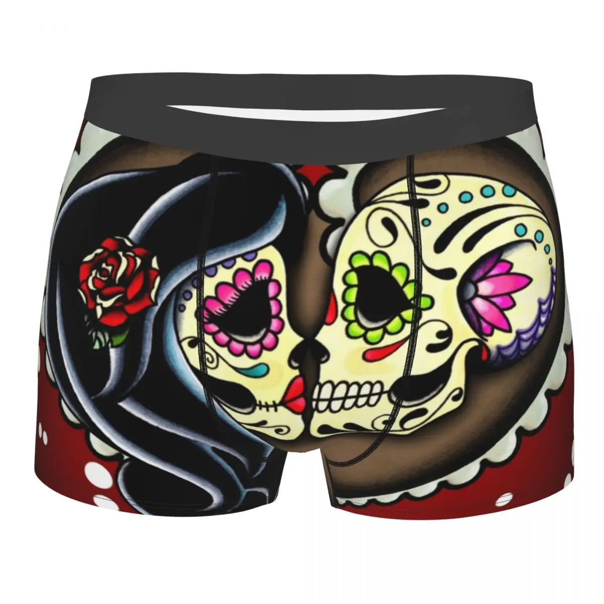 

Funny Boxer Sugar Skull Lovers Shorts Panties Briefs Men's Underwear Ashes Day of the Dead Couple Breathable Underpants for Male