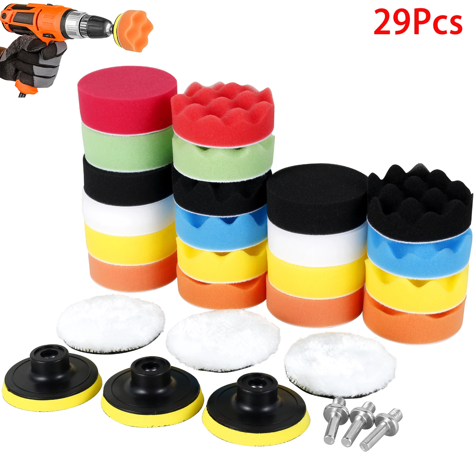 29/5Pcs Car Polishing Sponge Pads Kit 3inch ing Polishing Pads Machine Wax Pad for Auto Motorcycle Removes Scratch