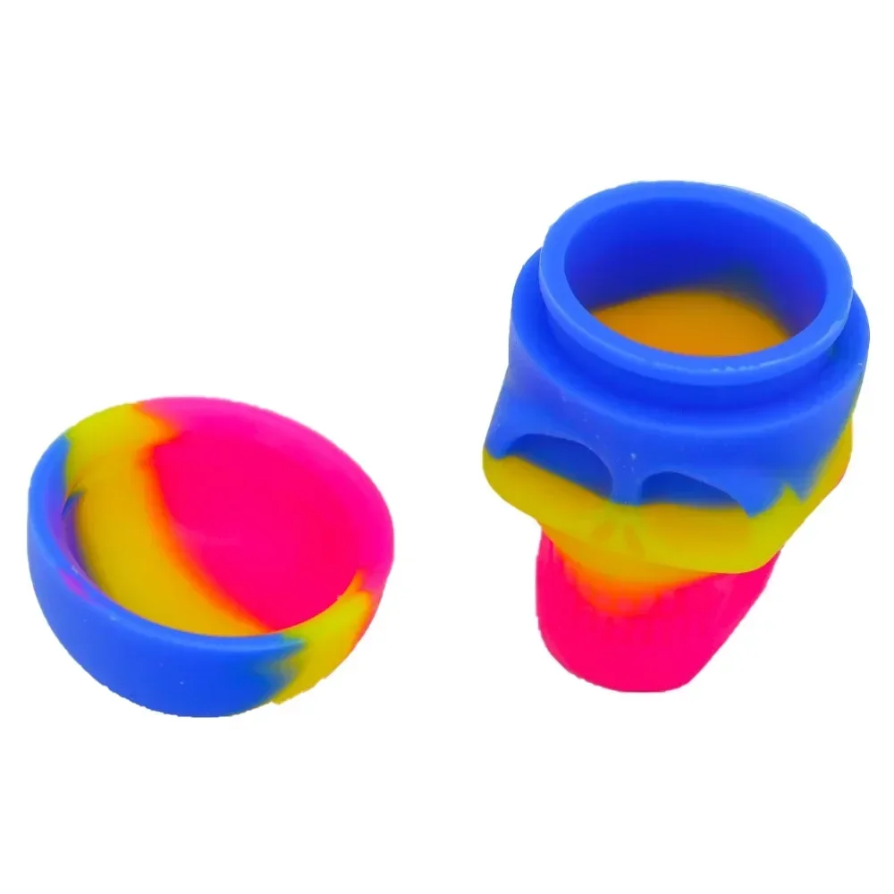 2Pcs Silicone Container Skull Shape 15ml Storage Oil Jar Box Nonstick Wax Portable