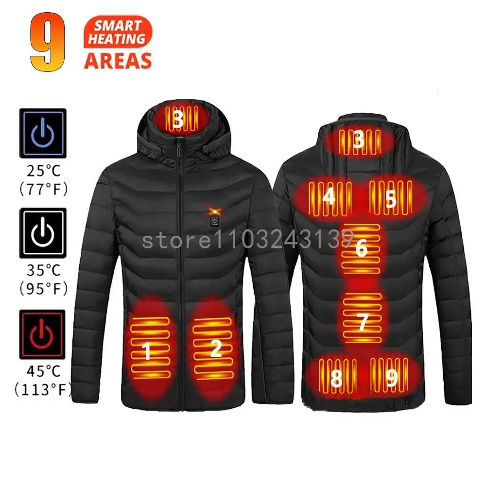 thumbnail image 1 of Chaqueta térmica de invierno para hombre y mujer, chaqueta con calefacción eléctrica por USB, abrigo cálido para caza, acampada, senderismo, esquí, 1 of 5