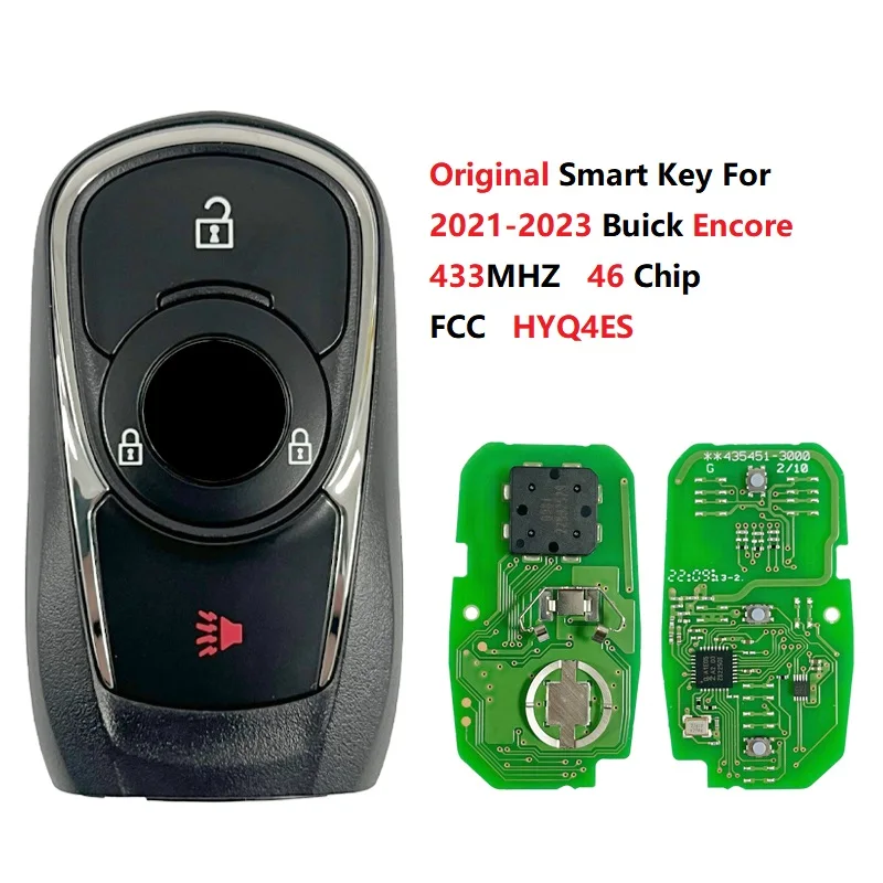 

CN013032 Original PN 13530515 For 2021-2023 Buick Encore FCC HYQ4ES 433MHZ 46 Chip 3+1 Buttons Remote Start Smart Key