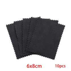 Deluxe Jewelry Cleaning Cloths - 10 Pack Silver & Gold Polishing Wipes (Black 6x8cm)