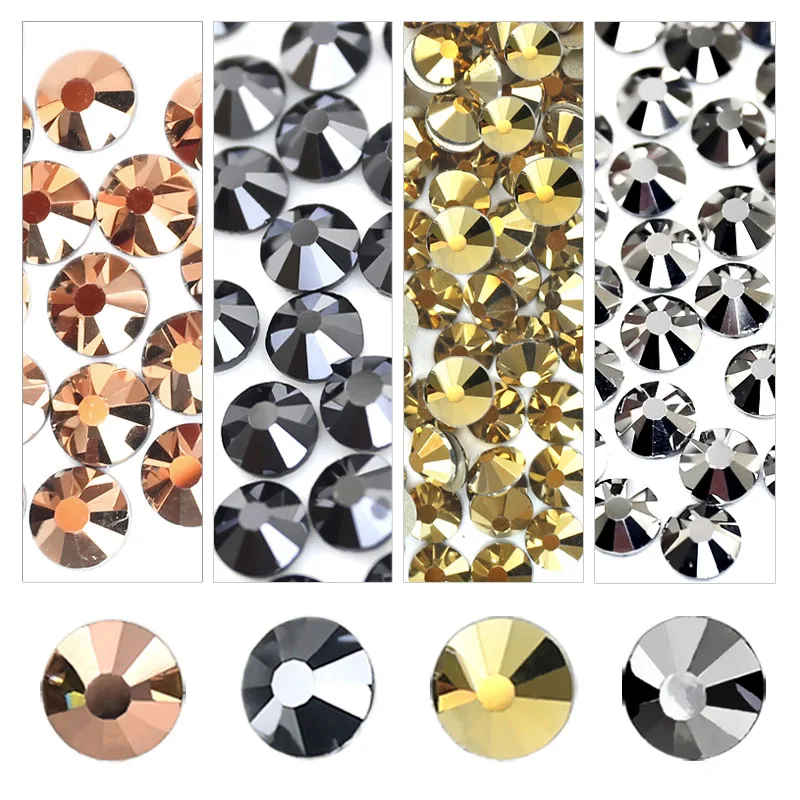 300 Pezzi Strass Termoadesivi Hotfix SS16/4mm, Colore Hematite Borchiato Specchiato Silver, Per Tessuti E Decorazioni