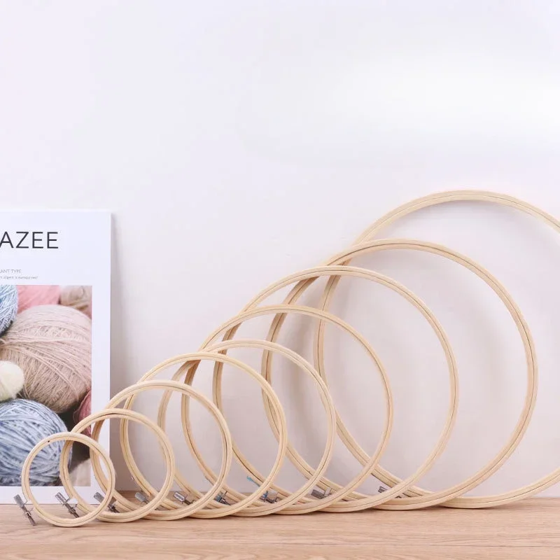 1PC 20-26cm Portable Wooden Embroidery hoops Frame Set Bamboo Embroidery Hoop Rings For Cross Stitch Needle Craft Tool