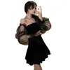 Mesh Patchwork Dress For Ladies Vintage Ladies Sexy Slash Neck Club Style Stylish 5