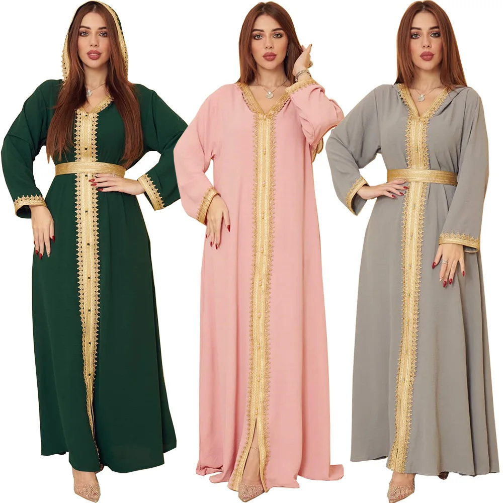 

Middle East Dubai Arab Robe Morocco Hooded Dress Festival Ethnic Costume