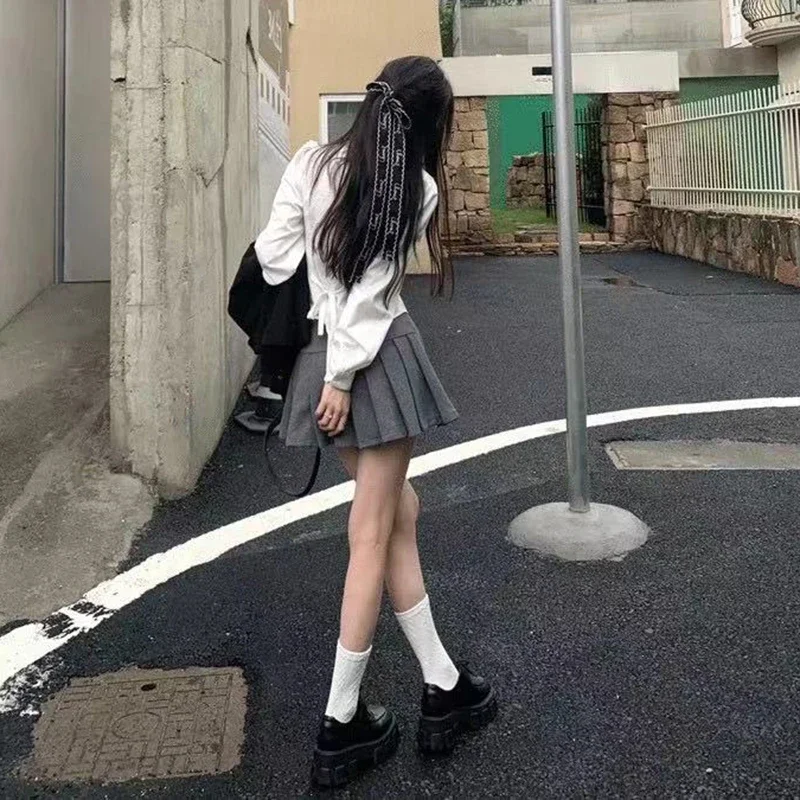 SMVP 2025, weißes Hemd für Damen, koreanischer Adrette, langärmelig, Umlegekragen, Bluse, Schulmädchen-Uniform, schmale Hemden für Studenten – Detail 12