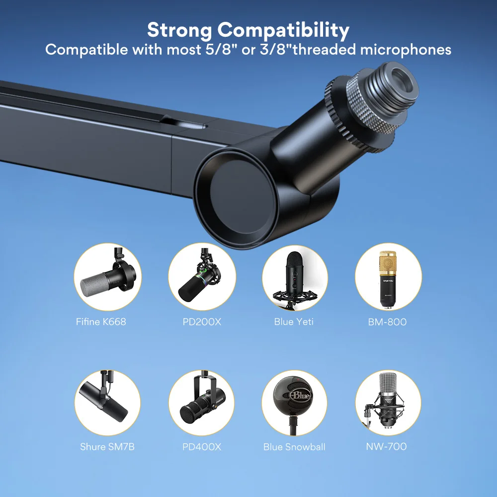 Maono BA91 ขาตั้งแขนตั้งโต๊ะโลหะขาตั้งแขนไมโครโฟนแบบหมุนได้ที่วางสายเคเบิลขาตั้งแบบปรับได้สําหรับพอดแคสต์สตรีมมิ่งเกม 2