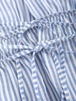 Chemise à manches bouffantes avec nœud à nouer rayé 4