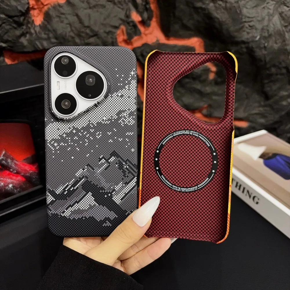 Kevlar Carbon Fiber Texture Slim Hard PC Case with Magnetic Wireless Charging Protection