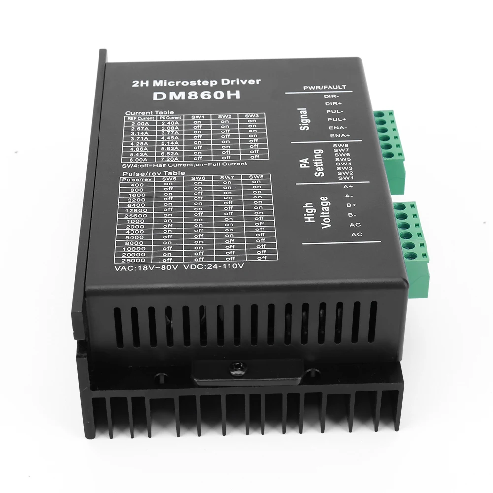 DM860H 스텝퍼 모터 드라이브, Nema34 스텝퍼 모터용, DM860, 0-200kHz, 2 상 스텝퍼 드라이버, AC18-80V 또는 DC 24-110V, 2A-7.2A, 2H