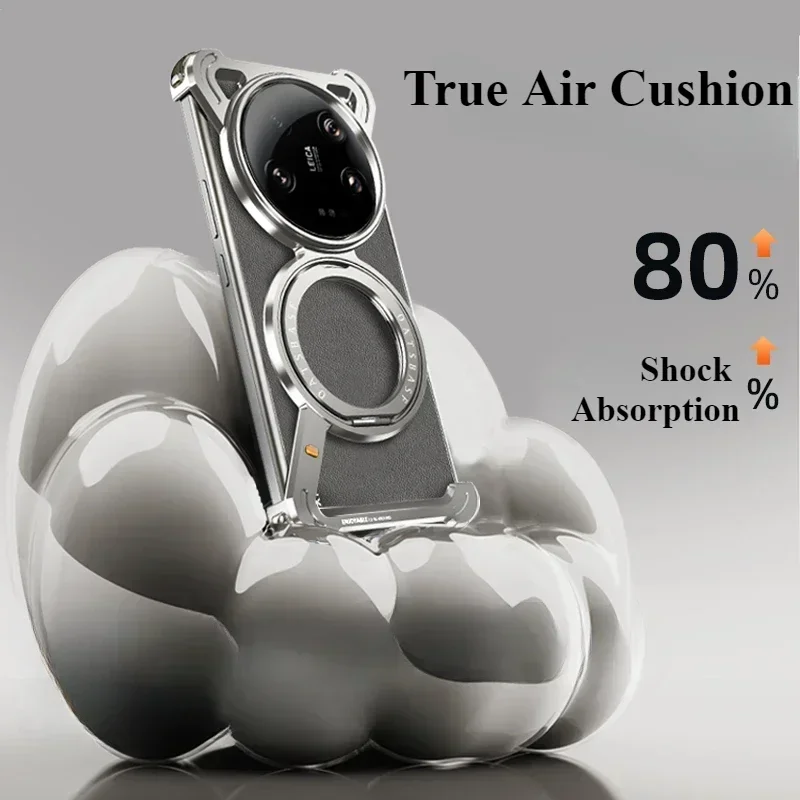 Eary Z-Shape Phone Case for Xiaomi 15 Ultra 15 Pro Magnetic with 360 Rotate Stand Magsafe Metal Frame Shockproof Protector Cover