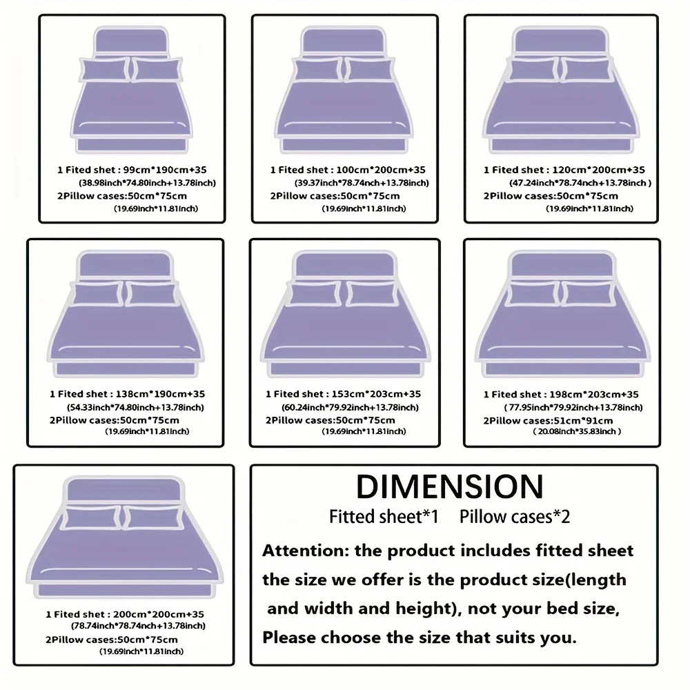 Fashion Bohemian Plaid Printed Fitted Sheet Soft Comfortable Bedding Set For Bedroom Guest Room (1* Fitted Sheet+2*Pillowcases) 3