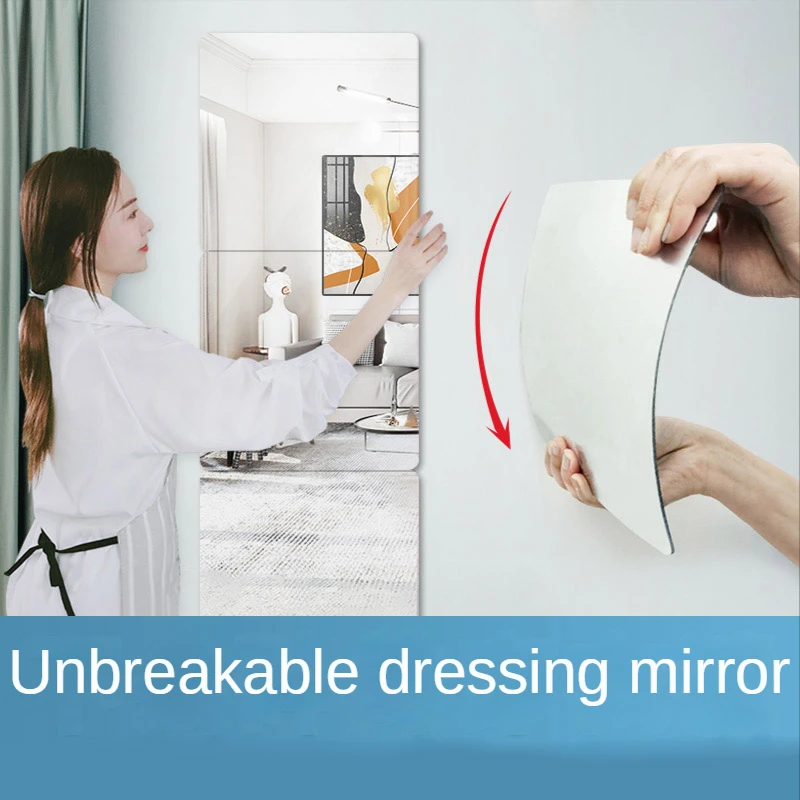Square Mirror Glass Tile Wall Stickers Decal DIY Long Mirrors for Home Living Room Wall Stickers Bedroom Decorations 2
