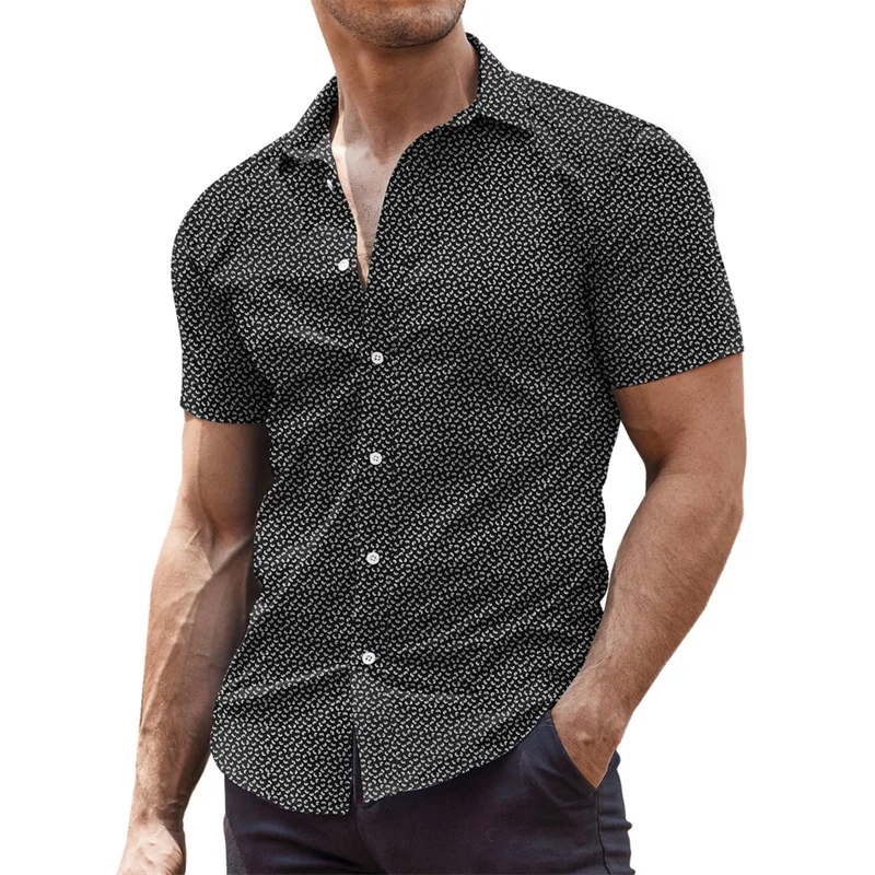 UnoSheng Chemises Pour Homme - Infroissable - Manches Courtes - Décontractée - Mode Musulmane - Manches Longues - Couleur Unie - Chemise Déchirée, Noir , L
