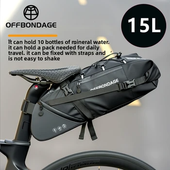 OFFBONDAGE Borsa da bicicletta Borsa da bici impermeabile da 15 litri di grande capacità Borsa da coda da ciclismo Borsa posteriore pieghevole MTB Bagagli da strada per bici
