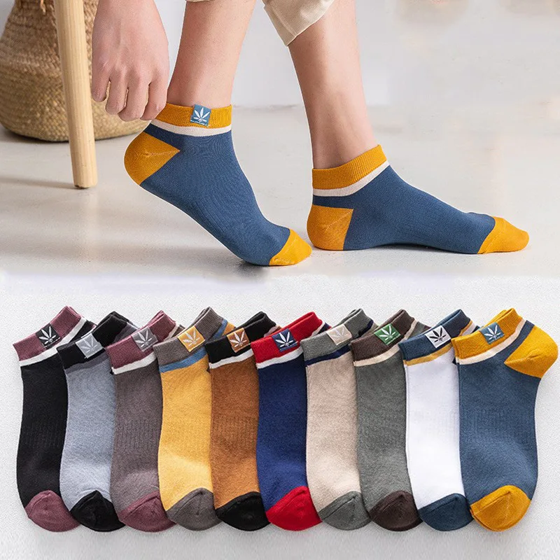 New Men Socks 5 Pairs Pack Cotton Short Sock Women Casual Sports Socks Sweat Absorbing and Deodorizing Walking Yoga Boat