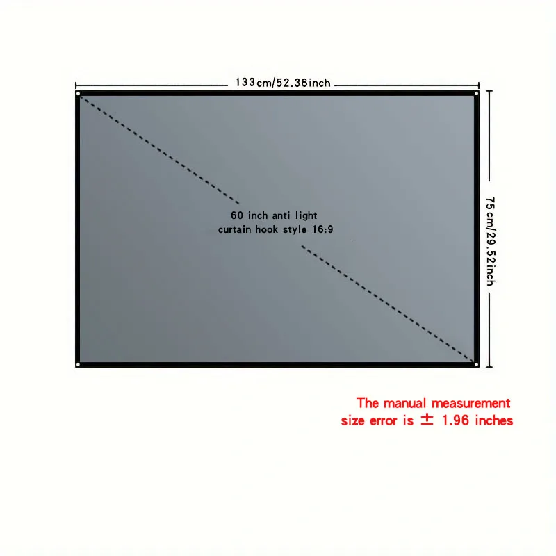 Metal ışık engelleyici ekran 60/72/84/100/120/130/133 inç. Gündüz de film izleyebilirsiniz.