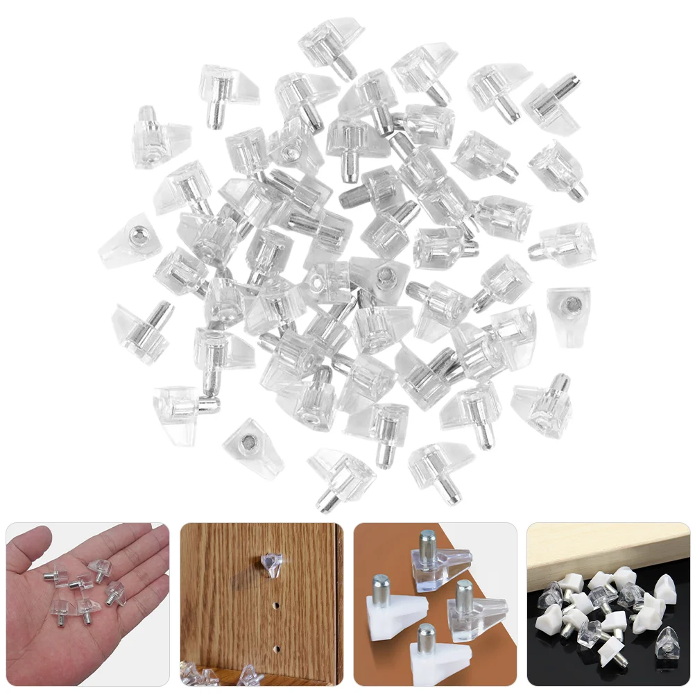 

100 Pcs Shelf Support Nails Cabinet Shelves Pegs Bookshelf for Wood Shelving Glass Supports Plastic Pin Pins