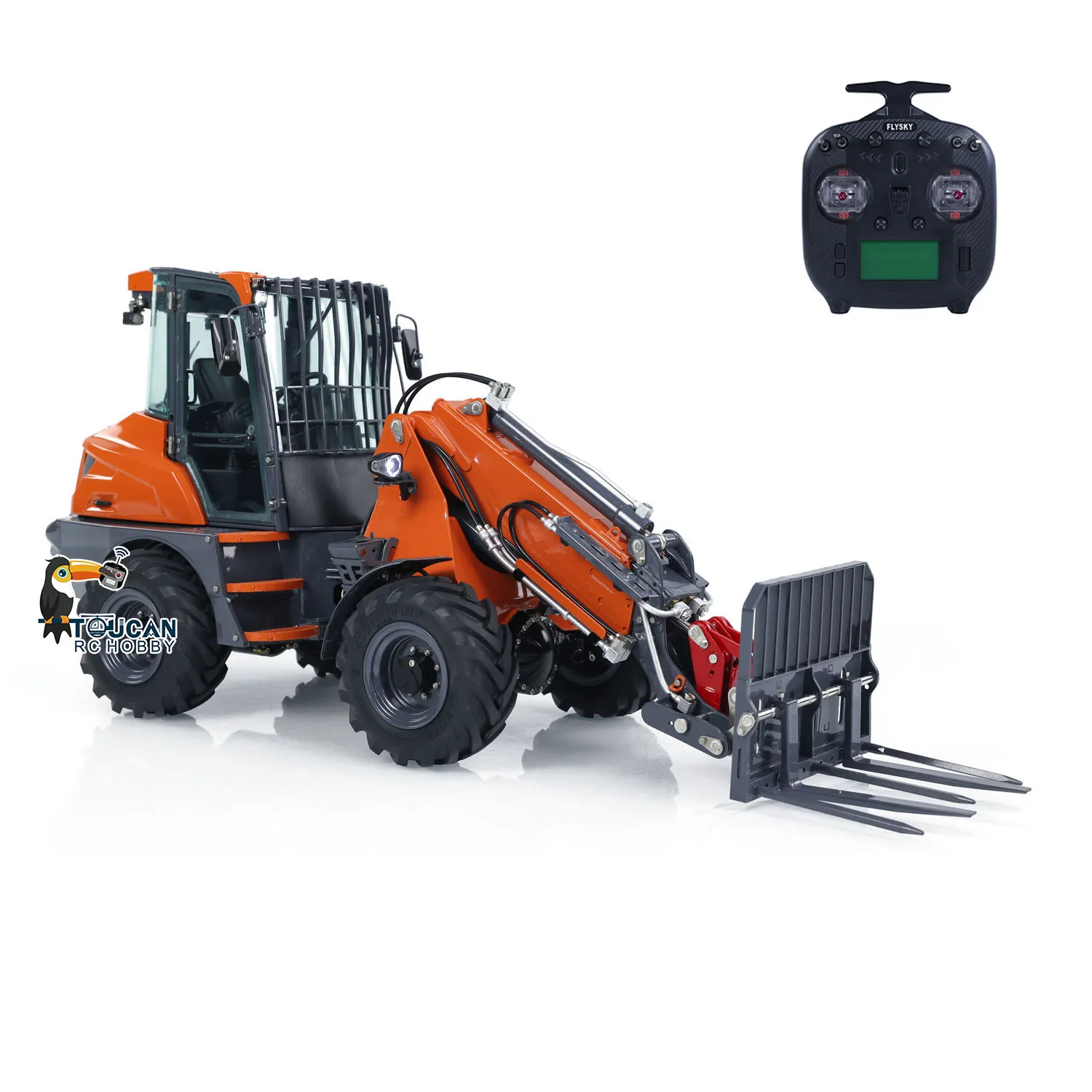 US Stock LESU AT1050 1/14 Hydraulic RC Telescopic Arm Loader Fork Truck Car Model Painted Assembled Light Sound System RC Model 2